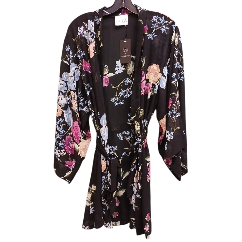 Helena Quinn x The Zoe Report NWT Georgette Sheer Floral Robe Kimono OSFA
